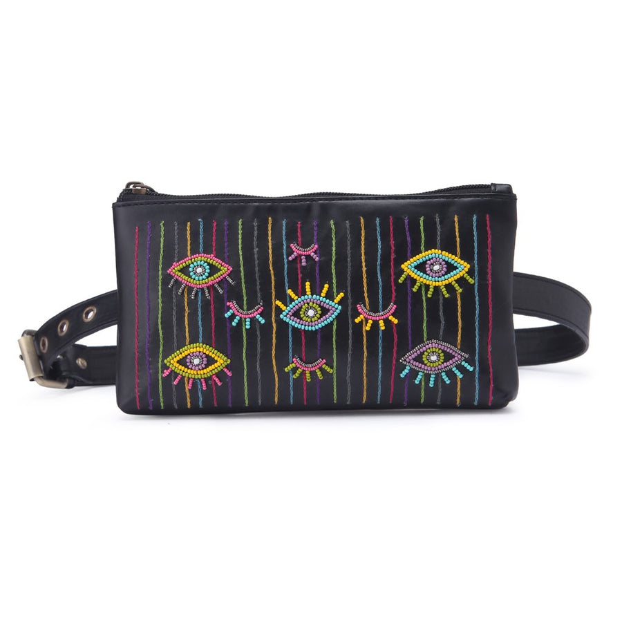 Evil eye embroidered belt bag