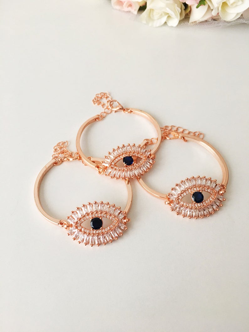 Rose Gold Eye Baguette Bracelet