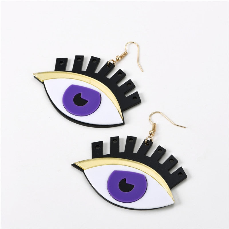 Laser Cut Acrylic Purple Eye Earrings