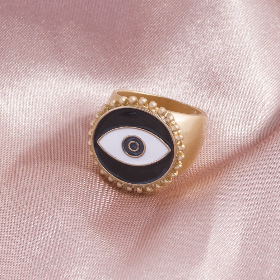 Vintage Matte Gold Eye Ring