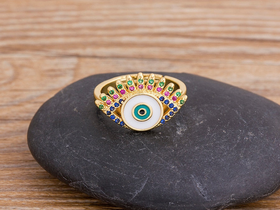 Adjustable Gold Eye Ring