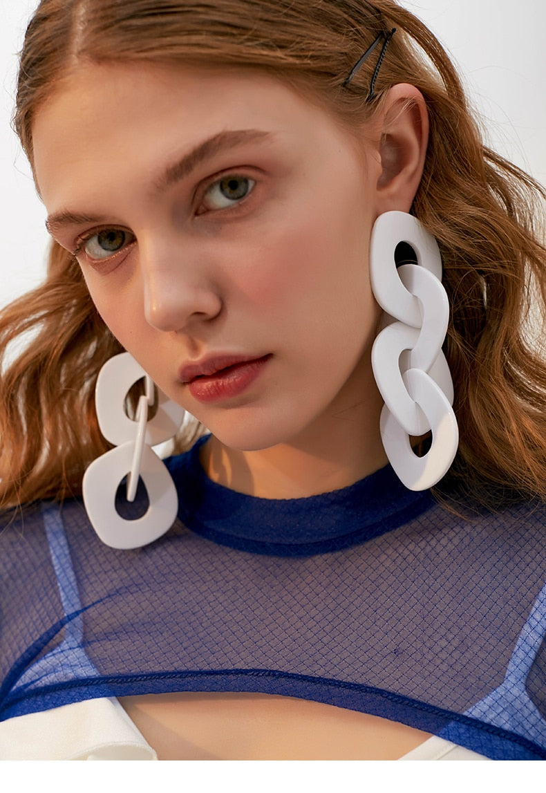 Acrylic Link Oversized Drop Earrings
