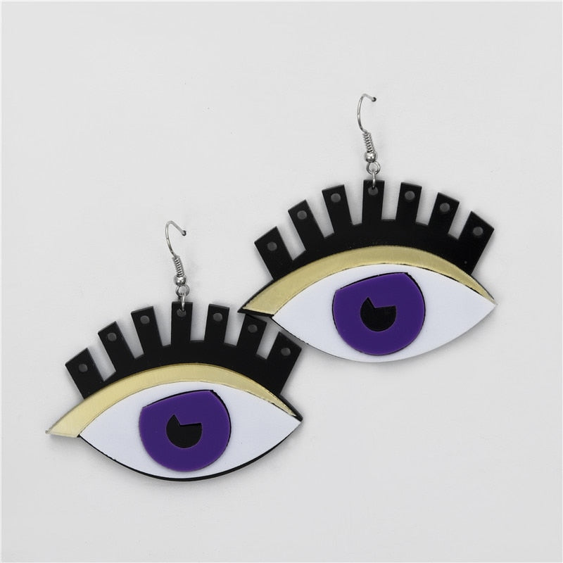 Laser Cut Acrylic Purple Eye Earrings