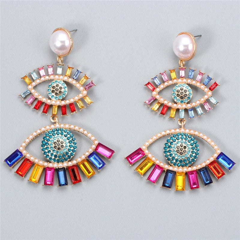 Statement Luxury Multicolor Eye Earrings