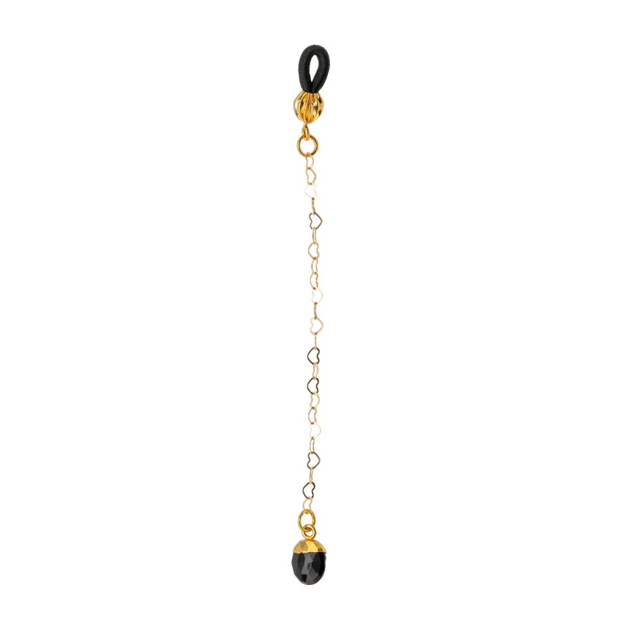 Black Onyx Gem with 14K Gold Filled Heart Chain