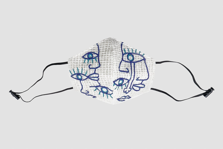 Abstract Embroidered Eye Face Mask