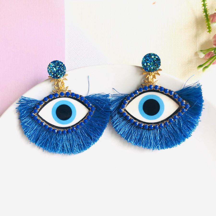 Evil Eye Tassel Earrings