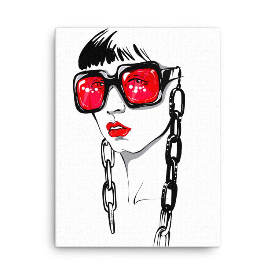 Sunglasses with Chain Canvas Wall Art