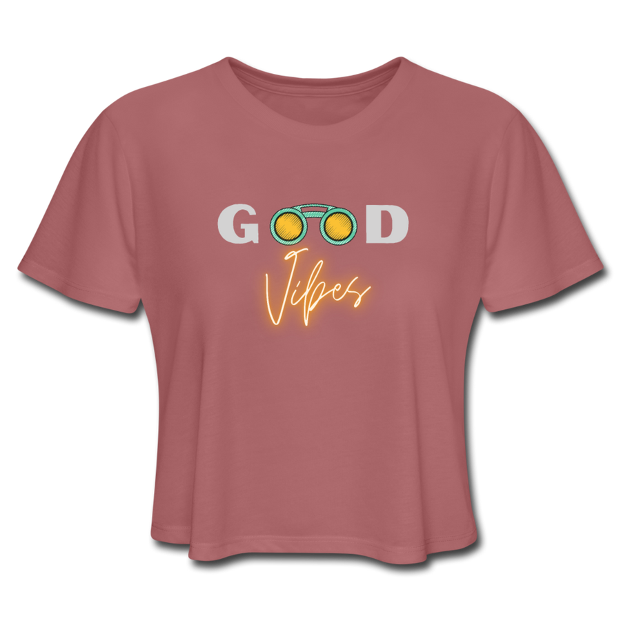 Good Vibes Cropped T-Shirt - mauve